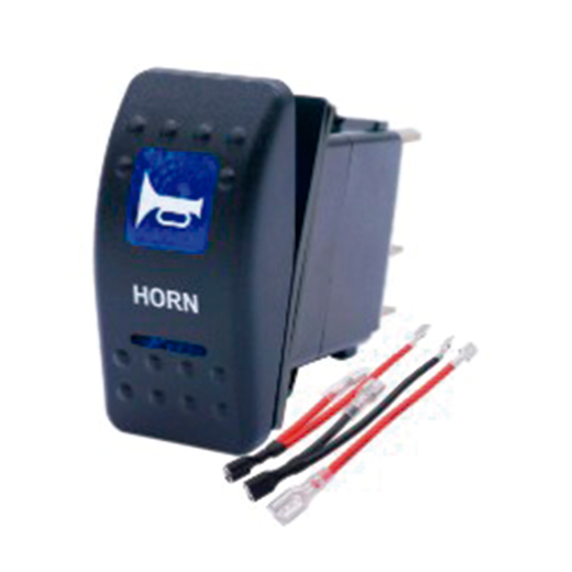 BOTON SWITCH ROCKER MOMENTANEO CON LUZ AZUL INSCRIPCION "HORN"