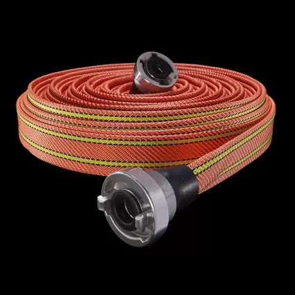 MANGUERA TITAN FLAME NARANJA 38 MM 25 METROS CON STORZ Y EMBARRILADO DE ALAMBRE